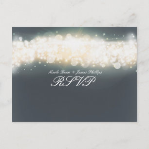 Grey Sparkle Light Blast RSVP Wedding Postcard