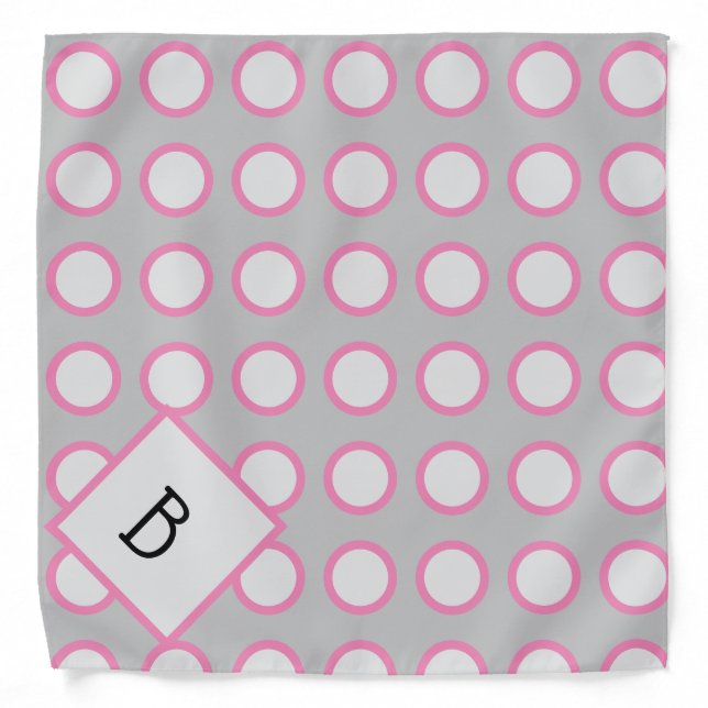 Grey spotted monogrammed dog bandana (Front)