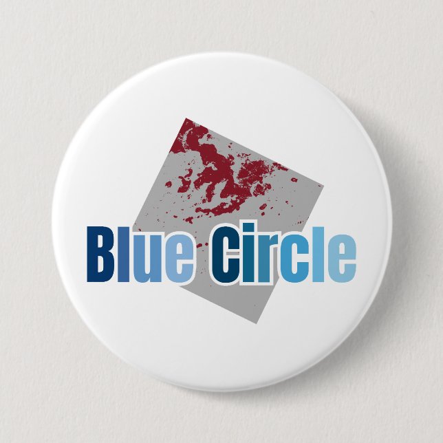 Grey Square with Red Stain and Blue Circle Text Button (Front)
