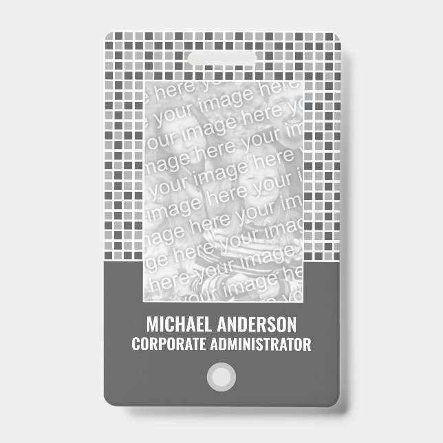 Grey Squares Pattern Badge (Front)