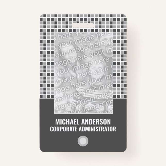 Grey Squares Pattern Badge (Front)