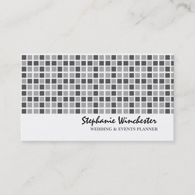 Grey Squares Pattern Business Card (Front)
