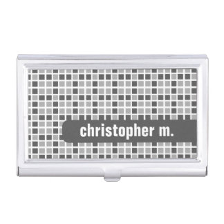 Grey Squares Pattern Case For Business Cards