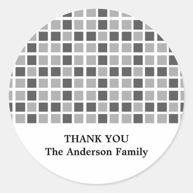 Grey Squares Pattern Classic Round Sticker (Front)