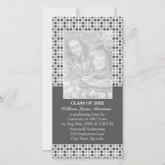Grey Squares Pattern Graduation Announcement