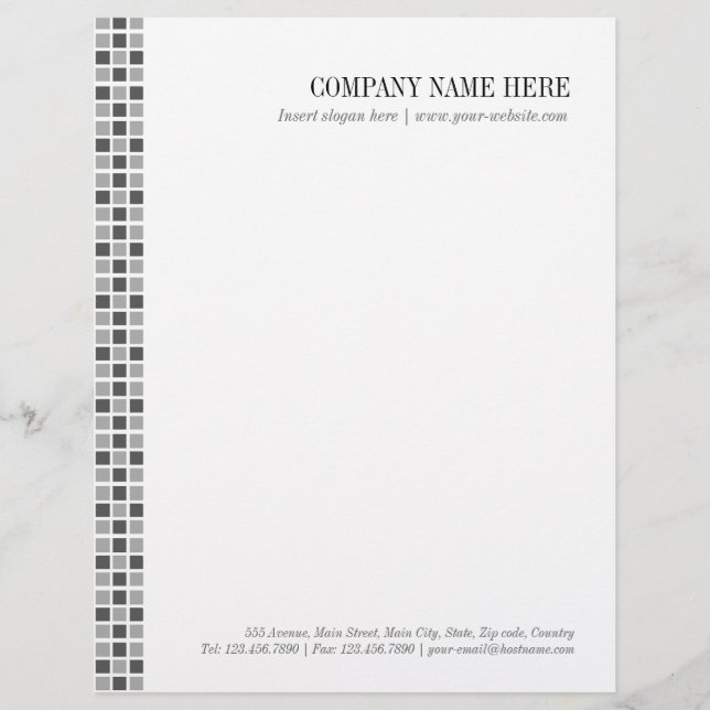 Grey Squares Pattern Letterhead (Front)