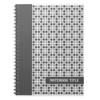 Grey Squares Pattern Notebook by morning6 at Zazzle