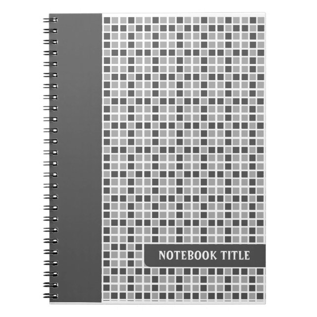 Grey Squares Pattern Notebook (Front)