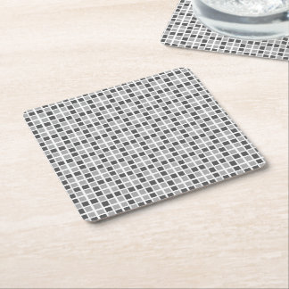Grey Squares Pattern Square Paper Coaster