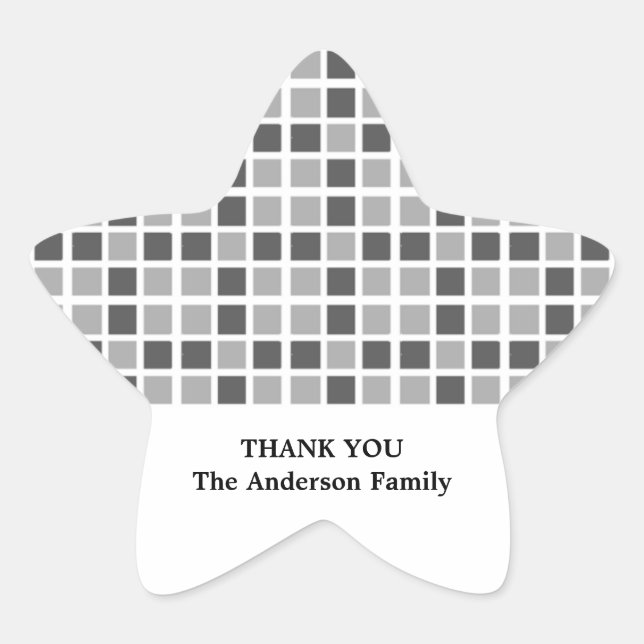 Grey Squares Pattern Star Sticker (Front)