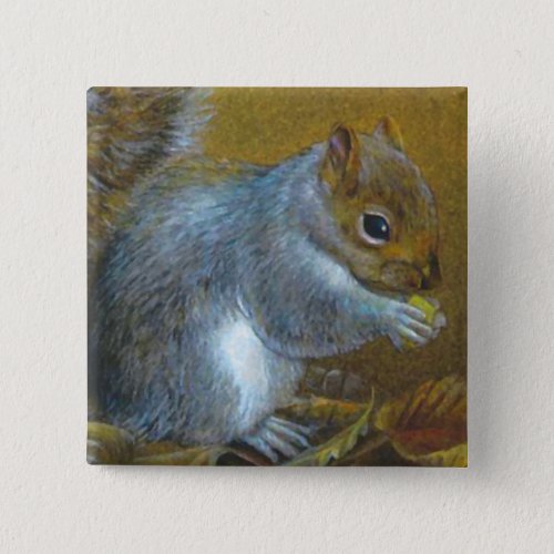 Grey squirrel fine art painting buttonbadge button