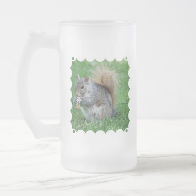Grey Squirrel Frosted Beer Mug (Left)