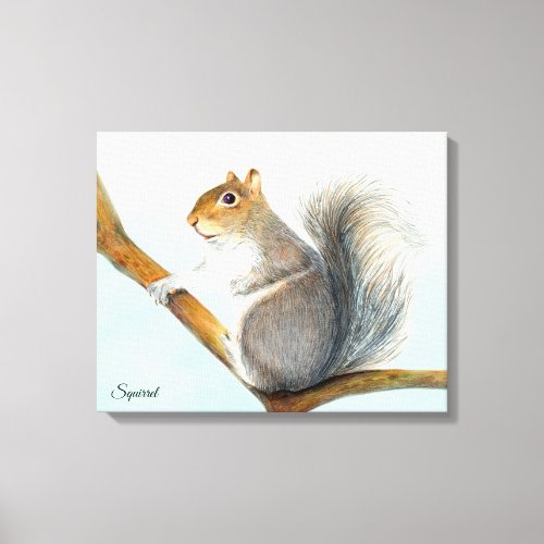 Grey Squirrel Pencil Drawing Artwork Canvas Print