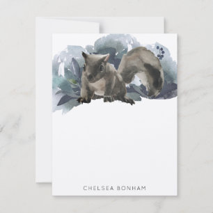 Grey Squirrel Watercolor Scenery  Note Card