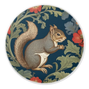Grey Squirrel William Morris style Right Facing Ceramic Knob