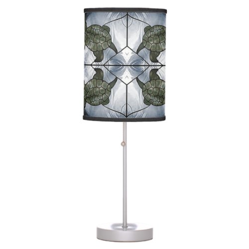 Grey Stained Glass Turtle Table Lamp