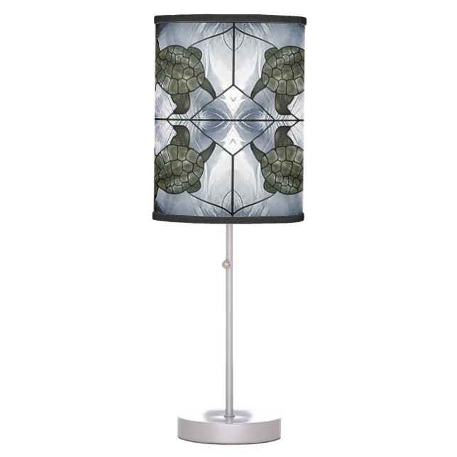 Grey Stained Glass Turtle Table Lamp (Front)