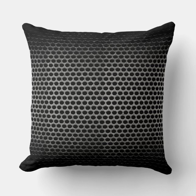 Grey Stainless Steel Metal Hole Throw Pillow (Front)