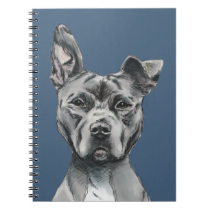 Grey Stalky Pit Bull Dog Drawing Notebook
