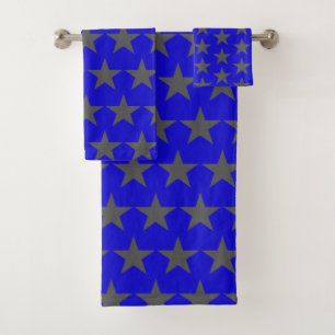 Grey Star Stars Pattern Bath Towels Set
