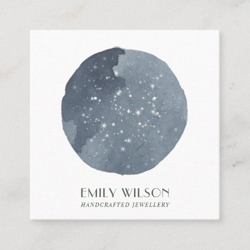 GREY STAR WATERCOLOR CIRCLE STUD EARRING DISPLAY SQUARE BUSINESS CARD