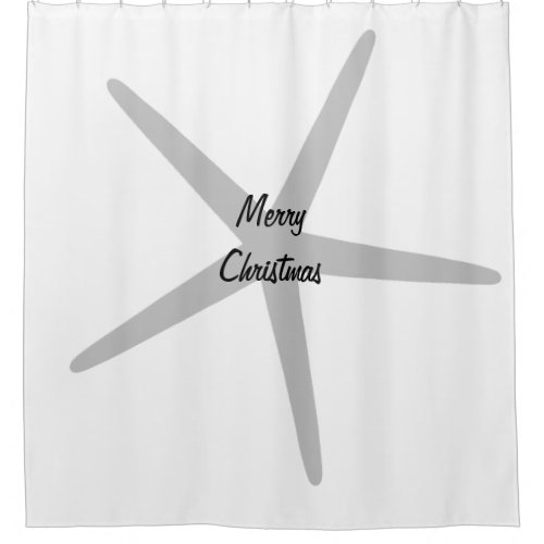 Grey Starfish Merry Christmas Custom Color Holiday Shower Curtain