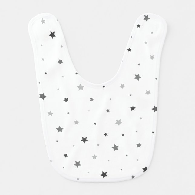 Grey Stars Baby Bib (Front)