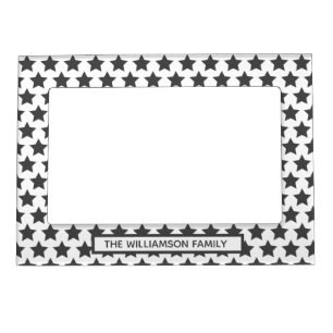 Grey Stars Pattern - Personalized Magnetic Frame
