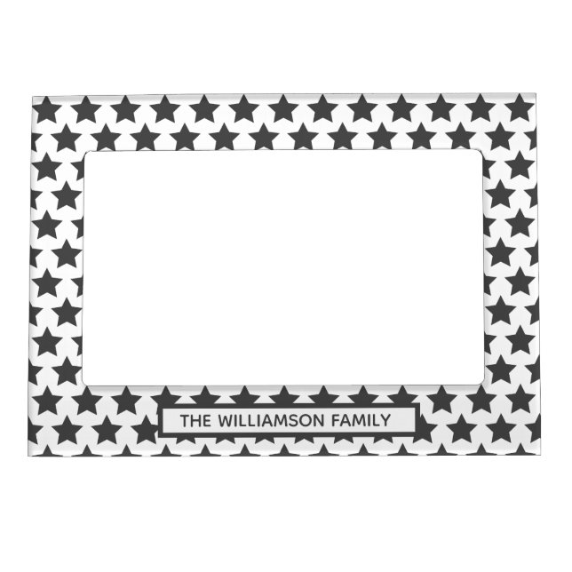 Grey Stars Pattern - Personalized Magnetic Frame (Front)