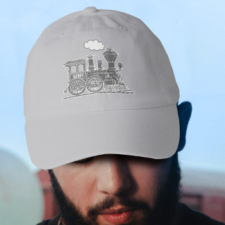 Grey steam train personalized hat