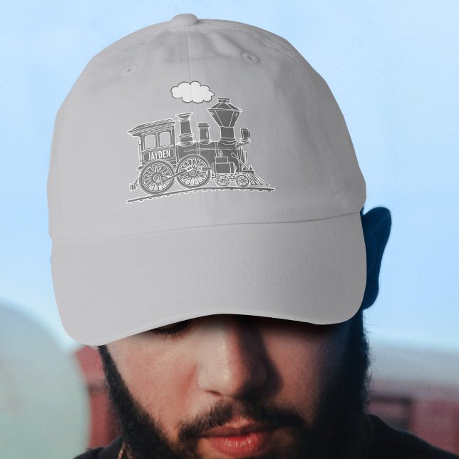 Grey steam train personalized hat (Creator Uploaded)