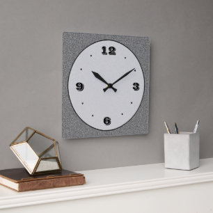 Grey Stone Effect+ Black Trendy Nos Plain Clocks
