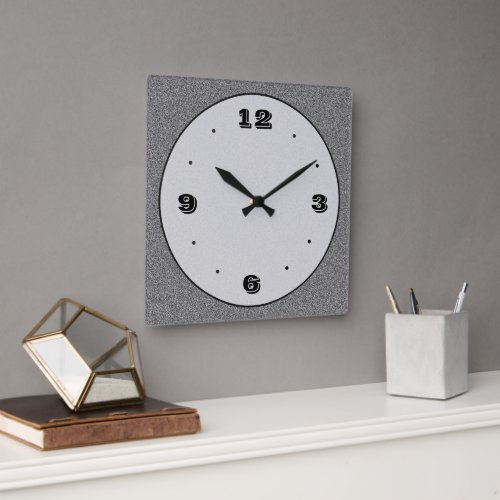 Grey Stone Effect Black Trendy Nos Plain Clocks