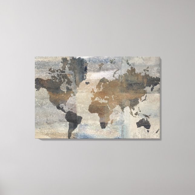 Grey Stone Map Of The World Canvas Print (Front)