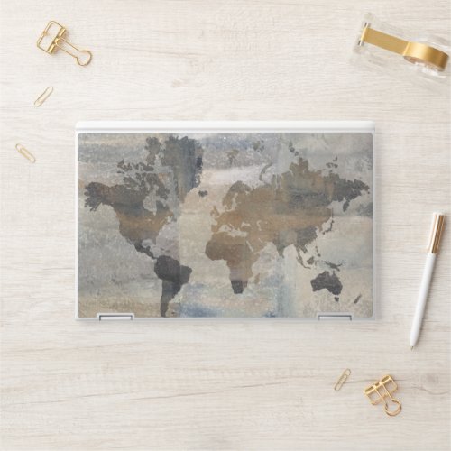 Grey Stone Map Of The World HP Laptop Skin