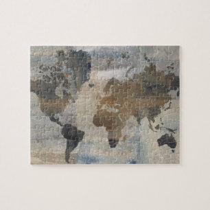 Grey Stone Map Of The World Jigsaw Puzzle