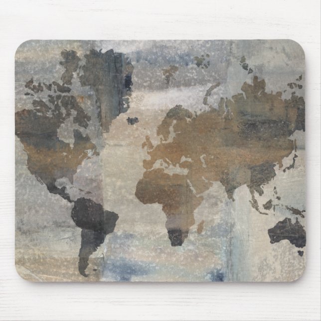 Grey Stone Map Of The World Mouse Pad (Front)