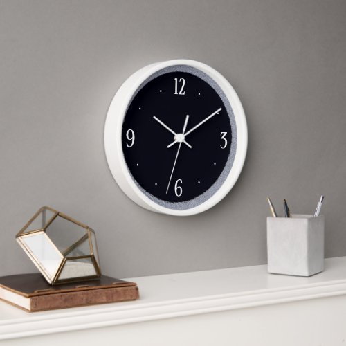 Grey Stone on Black with White NosKitchen Clock