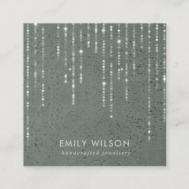 GREY STONE STRING LIGHTS STUD EARRING DISPLAY SQUARE BUSINESS CARD (Front)