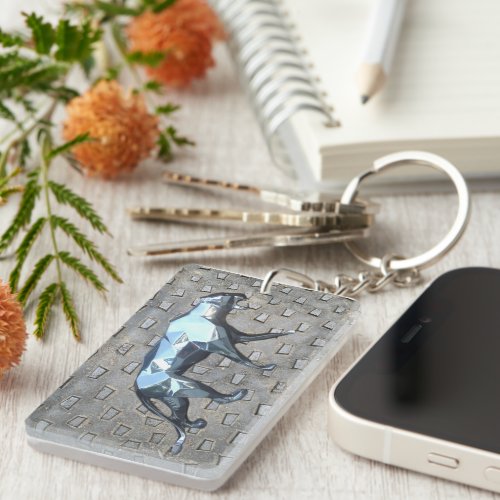 Grey Street Cover Silver Panther Personalized Keychain