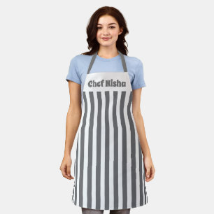Grey Stripe Apron