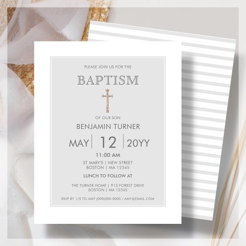 Grey Stripe  Baptism Budget Invitation