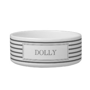 Grey Stripe   Personalized Pet Bowl