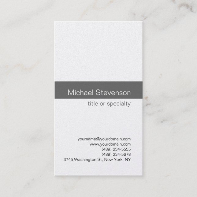 Grey Stripe Vertical Stylish Trendy Business Card (Front)