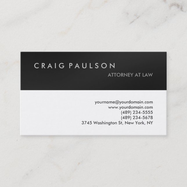 Grey Stripe White Attorney at Law Business Card (Front)