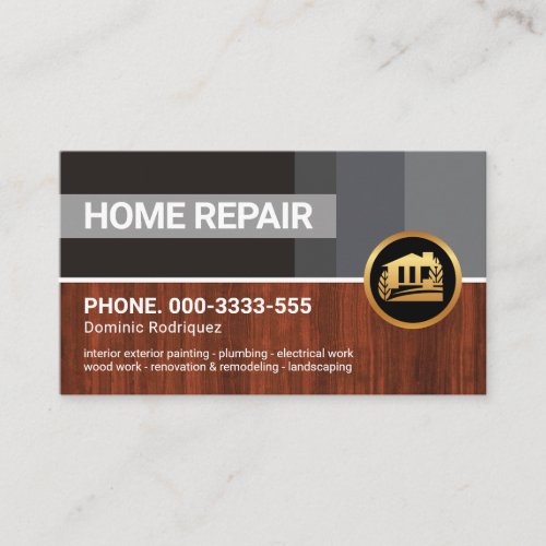 Grey Stripe Wood Panels Construction Handyman Business Card