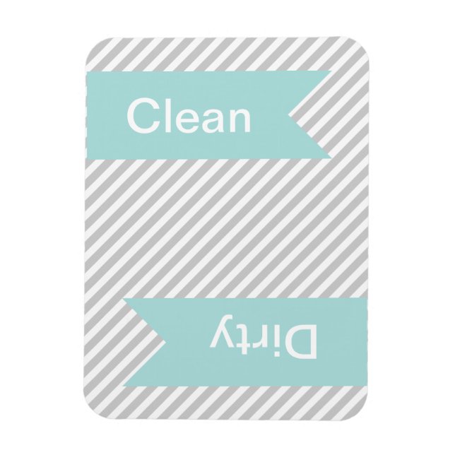 Grey Striped Clean - Dirty Dishwasher Magnets (Vertical)
