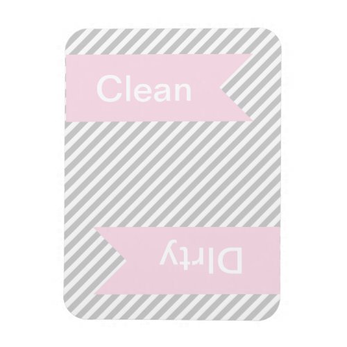 Grey Striped Clean _ Dirty Dishwasher Magnets