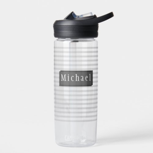 Grey Striped Pattern Personalized  Water Bottle