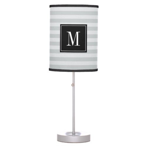 Grey striped pattern table lamps  Custom monogram